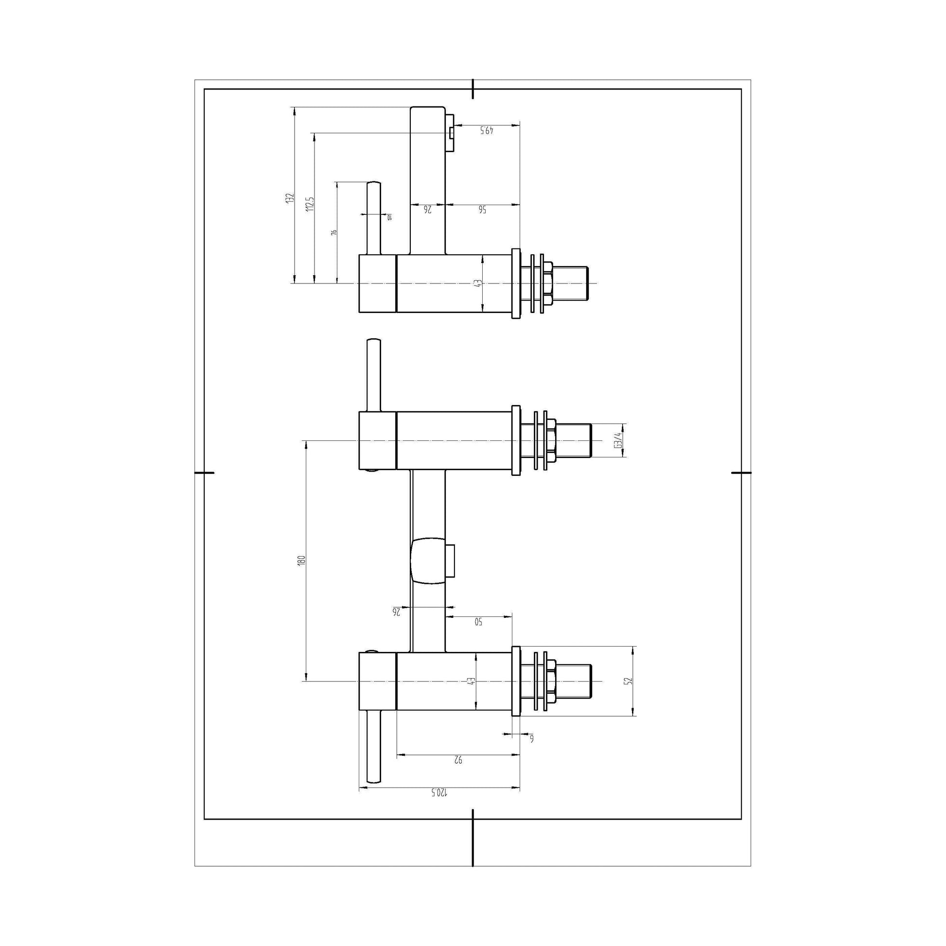 [BTFA303] Contemporary Bath Filler Mixer Tap - Chrome - Technical Drawing