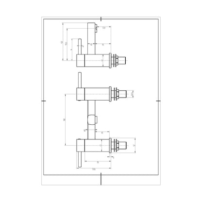 [BTFA303] Contemporary Bath Filler Mixer Tap - Chrome - Technical Drawing