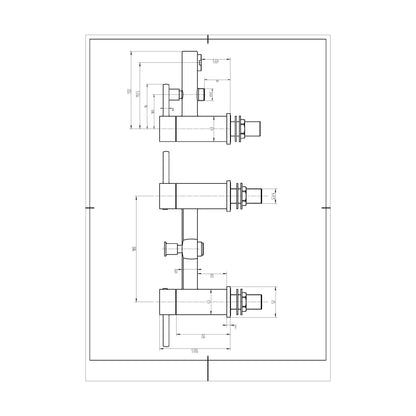 [BTFA304] Contemporary Bath Shower Mixer Tap with Shower Kit- Chrome - Technical Drawing