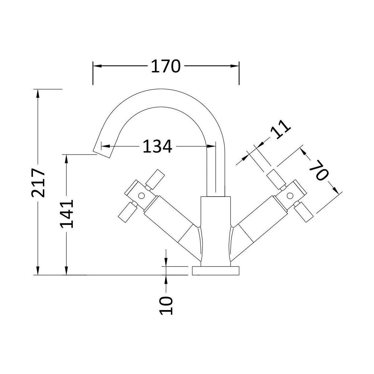 [BTHE315X] Hester Crosshead Basin Mixer - Technical Drawing