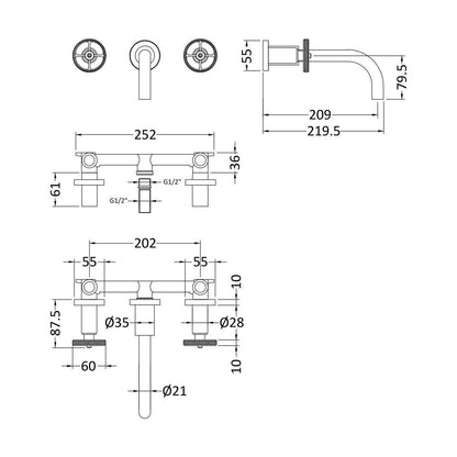[BTIW334] Industrial 4TH Deck Mounted BSM - Technical Drawing