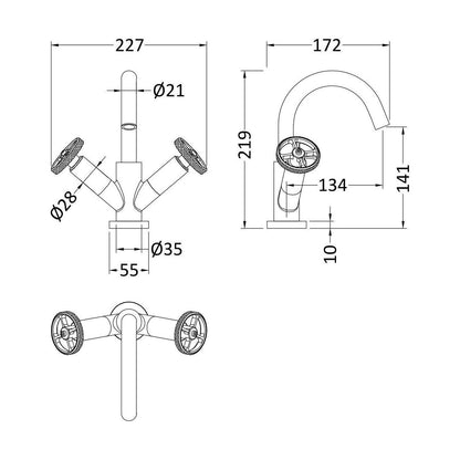 [BTIW415] Industrial Mono Basin Mixer Inc Waste - Technical Drawing