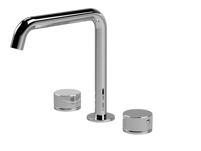 [BTK333P] Ashenhurst Contemporary 3 Tap Hole Deck Mounted Bath Mixer Tap with Fluted Handles - Choice of Spout and Colour - Cutout