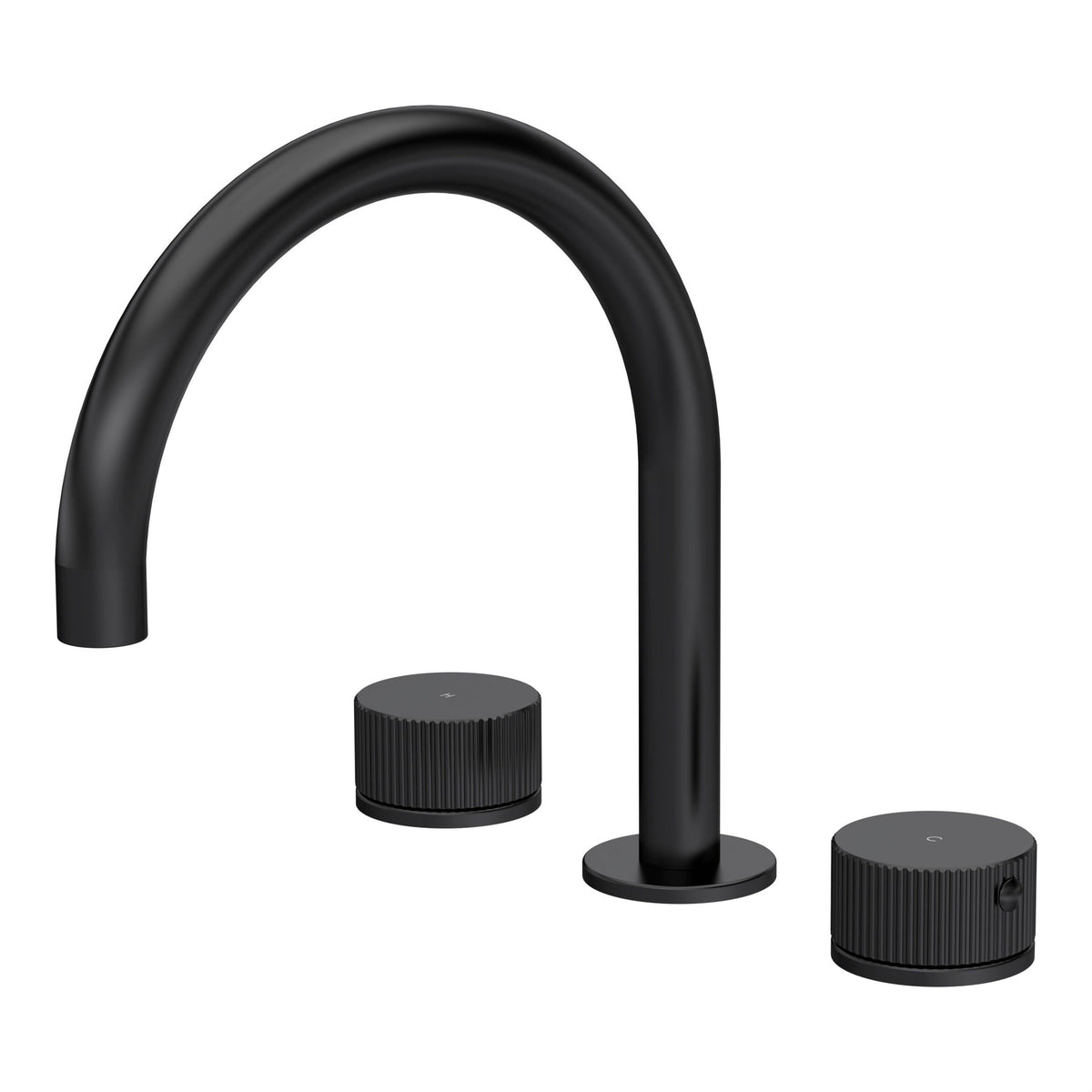 [BTK433C] Ashenhurst Contemporary 3 Tap Hole Deck Mounted Bath Mixer Tap with Fluted Handles - Choice of Spout and Colour - Cutout