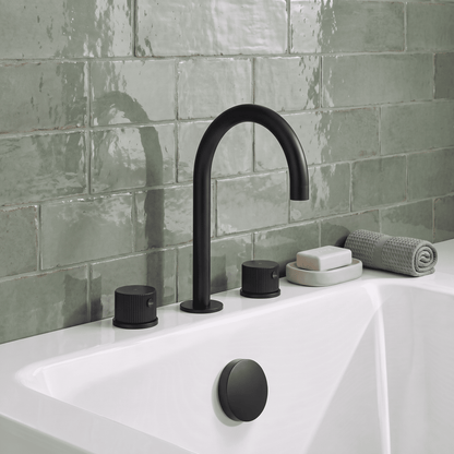 [BTK433C] Ashenhurst Contemporary 3 Tap Hole Deck Mounted Bath Mixer Tap with Fluted Handles - Choice of Spout and Colour - Lifestyle 1