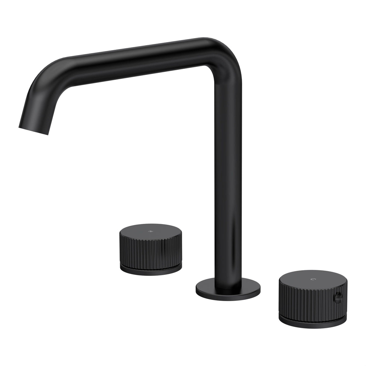 [BTK433P] Ashenhurst Contemporary 3 Tap Hole Deck Mounted Bath Mixer Tap with Fluted Handles - Choice of Spout and Colour - Cutout