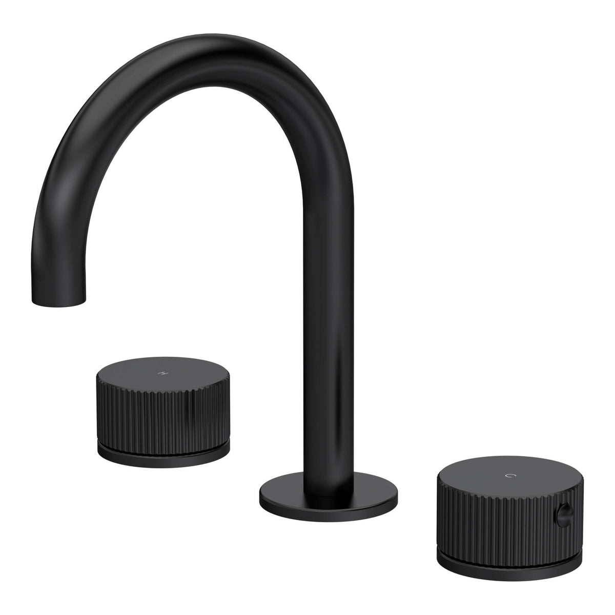 [BTK437C] Ashenhurst Contemporary 3 Tap Hole Basin Mixer Tap with Fluted Handles and Waste - Choice of Spout and Colour - Cutout
