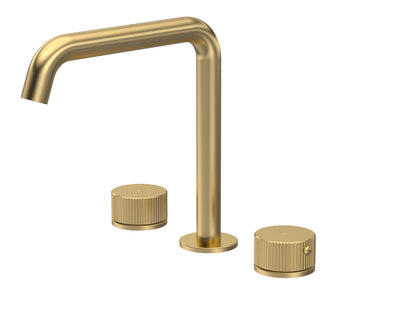[BTK833P] Ashenhurst Contemporary 3 Tap Hole Deck Mounted Bath Mixer Tap with Fluted Handles - Choice of Spout and Colour - Cutout