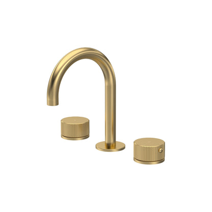 [BTK837C] Ashenhurst Contemporary 3 Tap Hole Basin Mixer Tap with Fluted Handles and Waste - Choice of Spout and Colour - Cutout