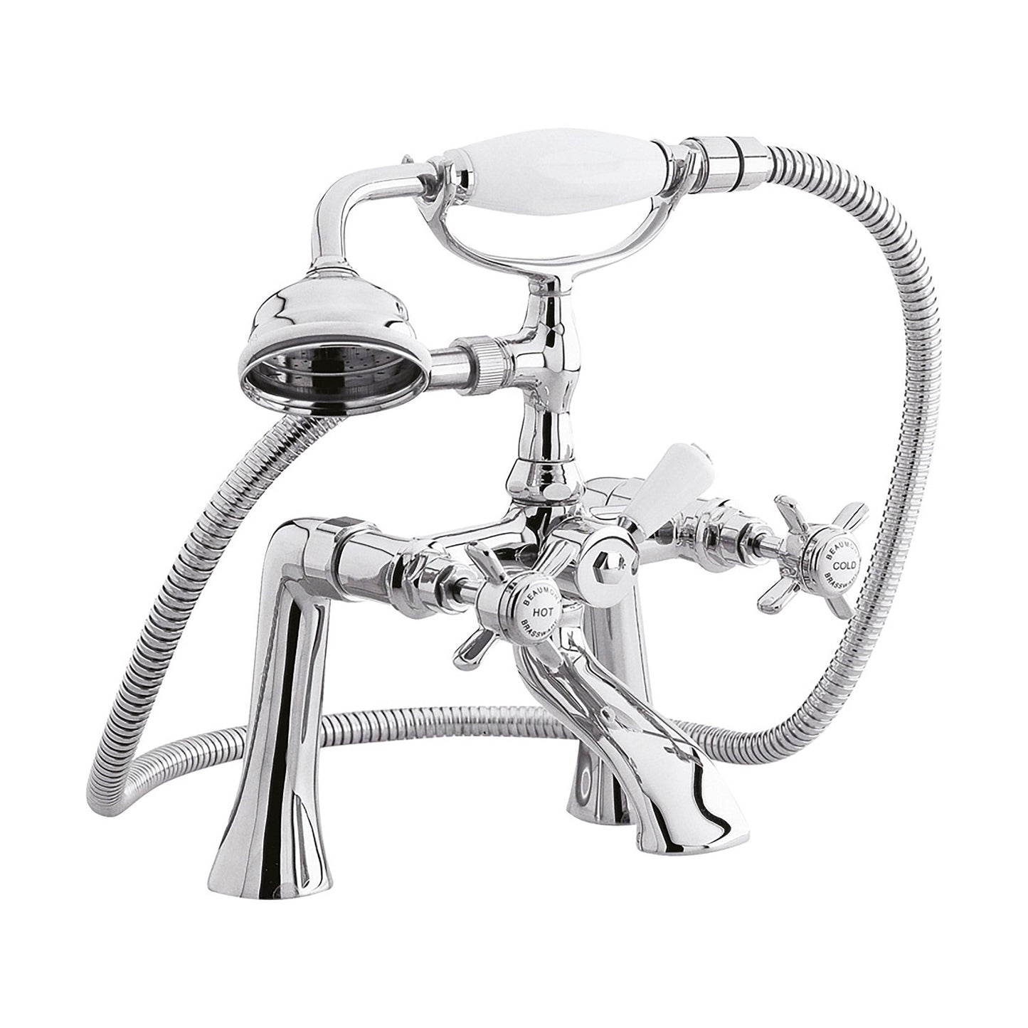 [BTKI304X] Balterley Hanchurch Traditional Bath Shower Mixer Tap with Shower Kit - Chrome or Brushed Brass - Cutout