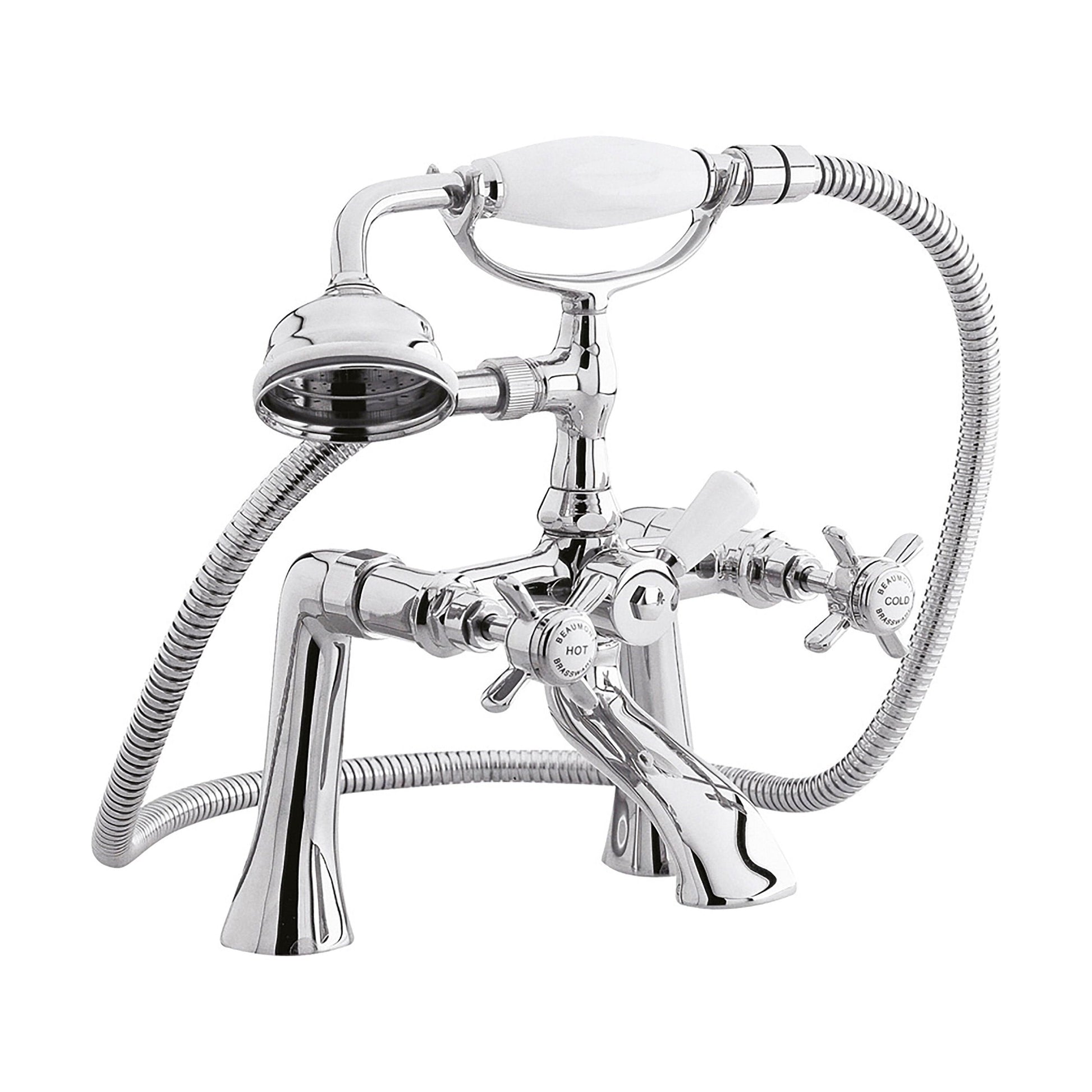 [BTKI304X] Balterley Hanchurch Traditional Bath Shower Mixer Tap with Shower Kit - Chrome or Brushed Brass - Cutout