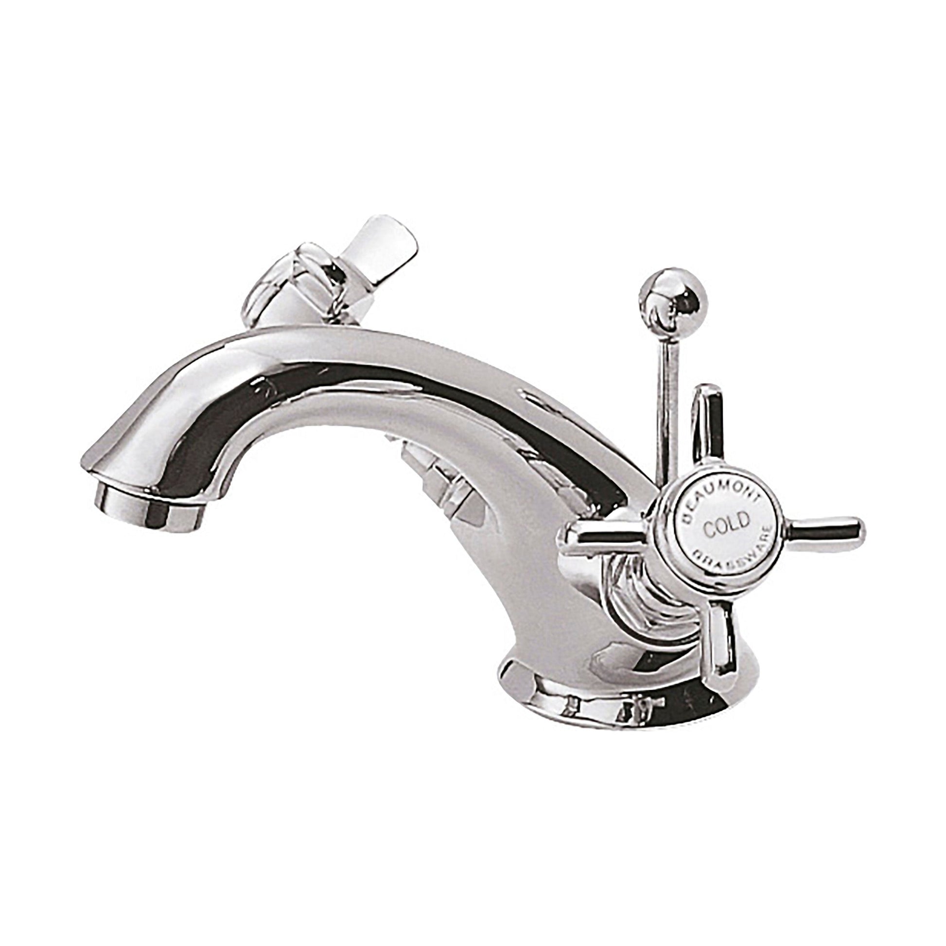 [BTKI305X] Balterley Hanchurch Traditional Mono Basin Mixer Tap - Chrome or Brushed Brass - Cutout