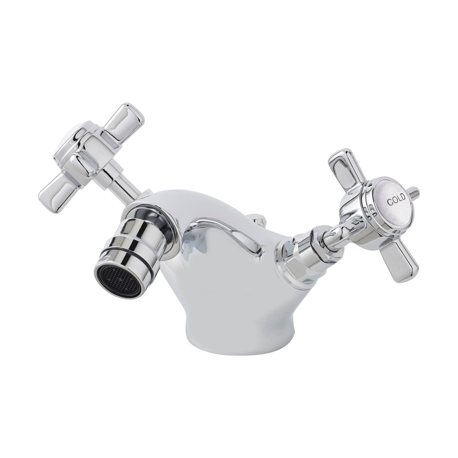 [BTKI306X] Balterley Hanchurch Traditional Bidet Tap with Crosshead Handles - Chrome or Brushed Brass - Cutout
