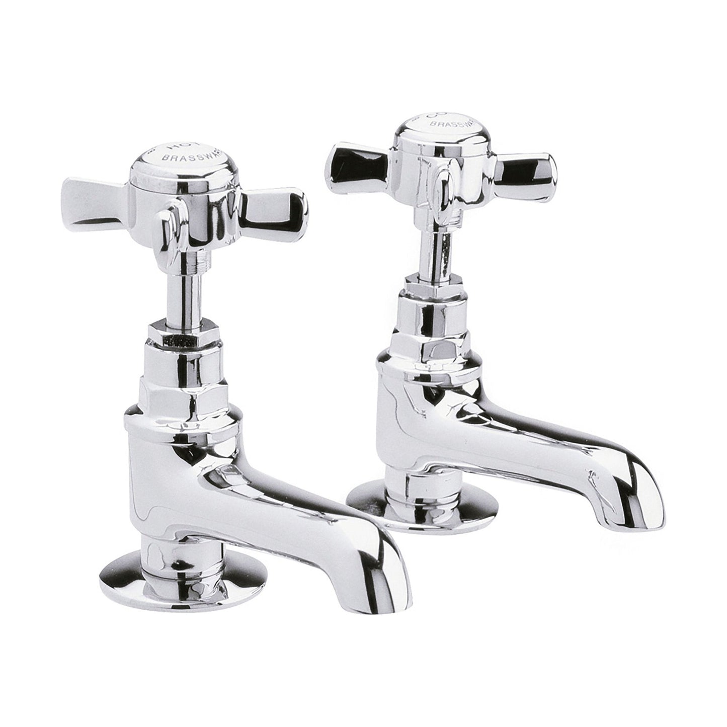 [BTKI321XE] Balterley Hanchurch Basin Pillar Taps with Crosshead Handles - Chrome or Brushed Brass - Cutout