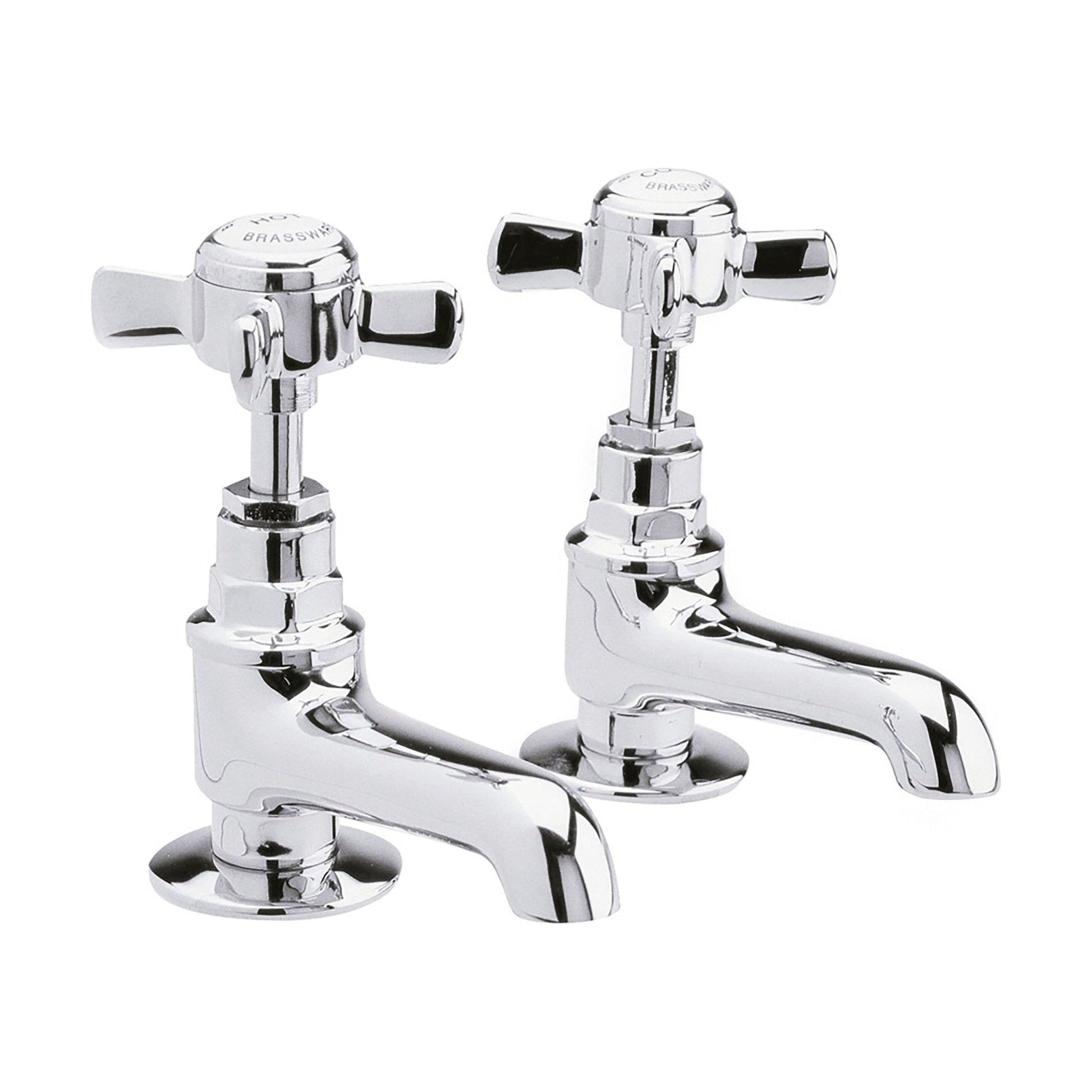 [BTKI321XE] Balterley Hanchurch Basin Pillar Taps with Crosshead Handles - Chrome or Brushed Brass - Cutout