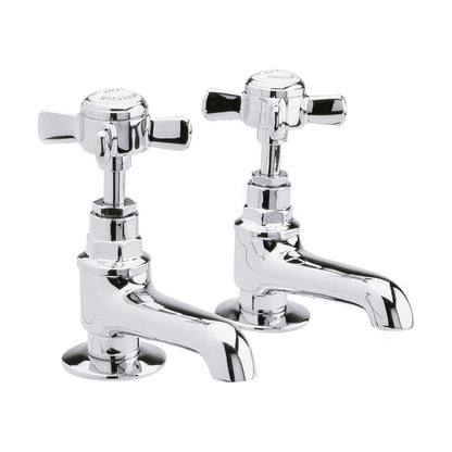 [BTKI321XE] Balterley Hanchurch Basin Pillar Taps with Crosshead Handles - Chrome or Brushed Brass - Cutout