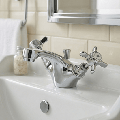 [BTKI345X] Balterley Hanchurch Traditional Mono Basin Mixer Tap - Chrome or Brushed Brass - Silo