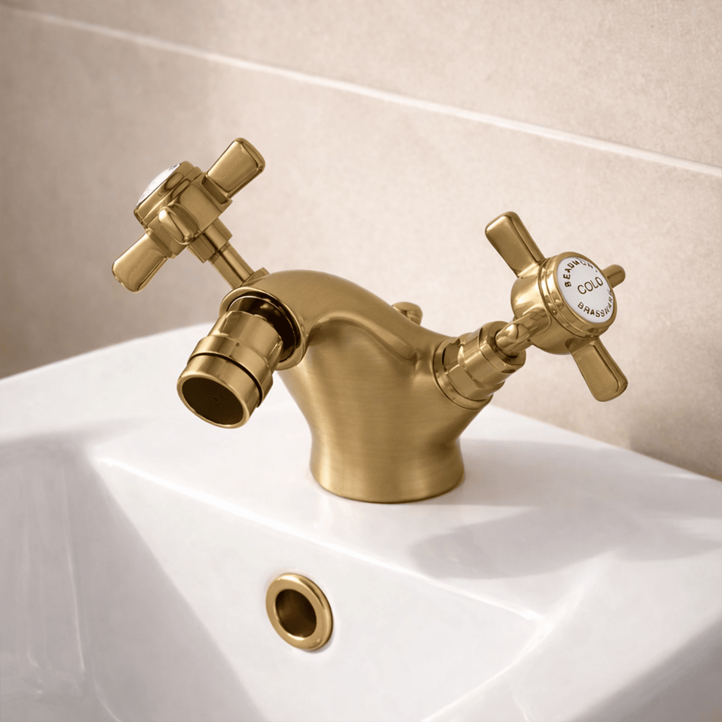 [BTKI806X] Balterley Hanchurch Traditional Bidet Tap with Crosshead Handles - Chrome or Brushed Brass - Silo