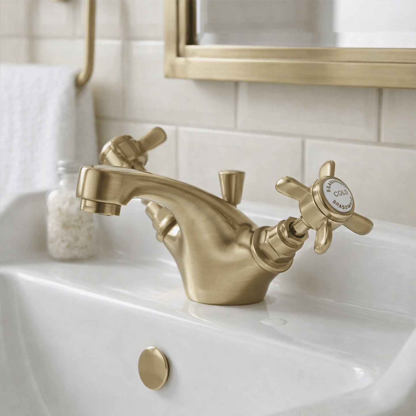 [BTKI845X] Balterley Hanchurch Traditional Mono Basin Mixer Tap - Chrome or Brushed Brass - Silo