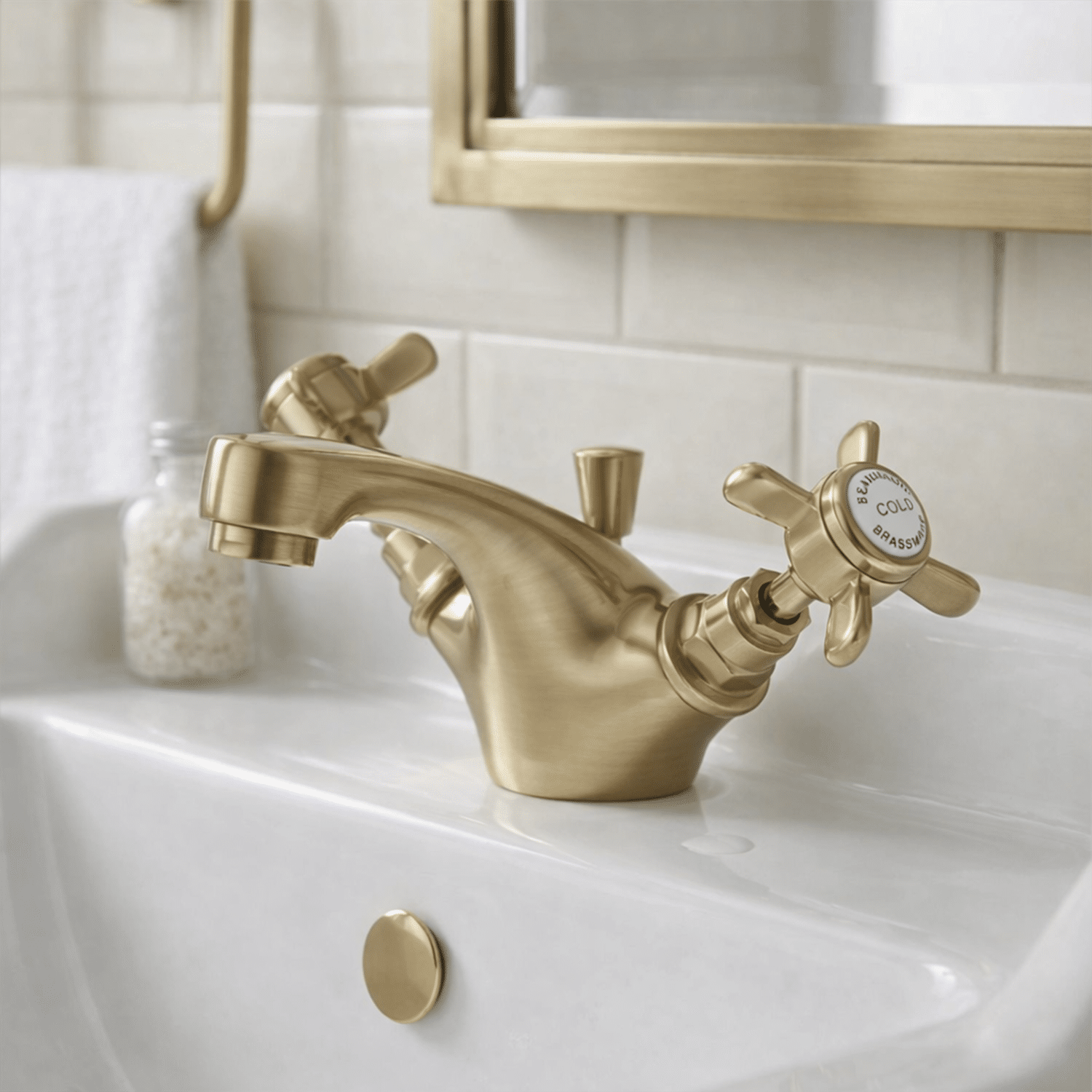 [BTKI845X] Balterley Hanchurch Traditional Mono Basin Mixer Tap - Chrome or Brushed Brass - Silo