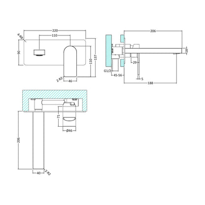 [BTOT328] W/M Single Lever Basin Mixer - Technical Drawing