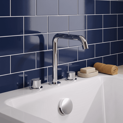 [BTP333P] Hademore Contemporary 3 Tap Hole Deck Mounted Bath Mixer Tap with Round Handles - Choice of Spout and Colour - Lifestyle 1