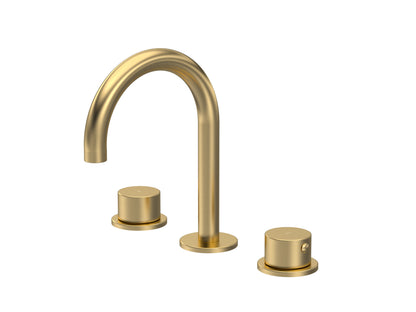 [BTP837C] Hademore Contemporary 3 Tap Hole Basin Mixer Tap with Round Handles and Waste - Choice of Spout and Colour - Cutout