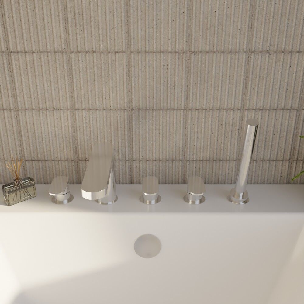 [BTPR314] Balterley Pride Deck Mount Round 5 Tap Hole Bath Shower Mixer Tap with Shower Kit - Chrome - Lifestyle 2
