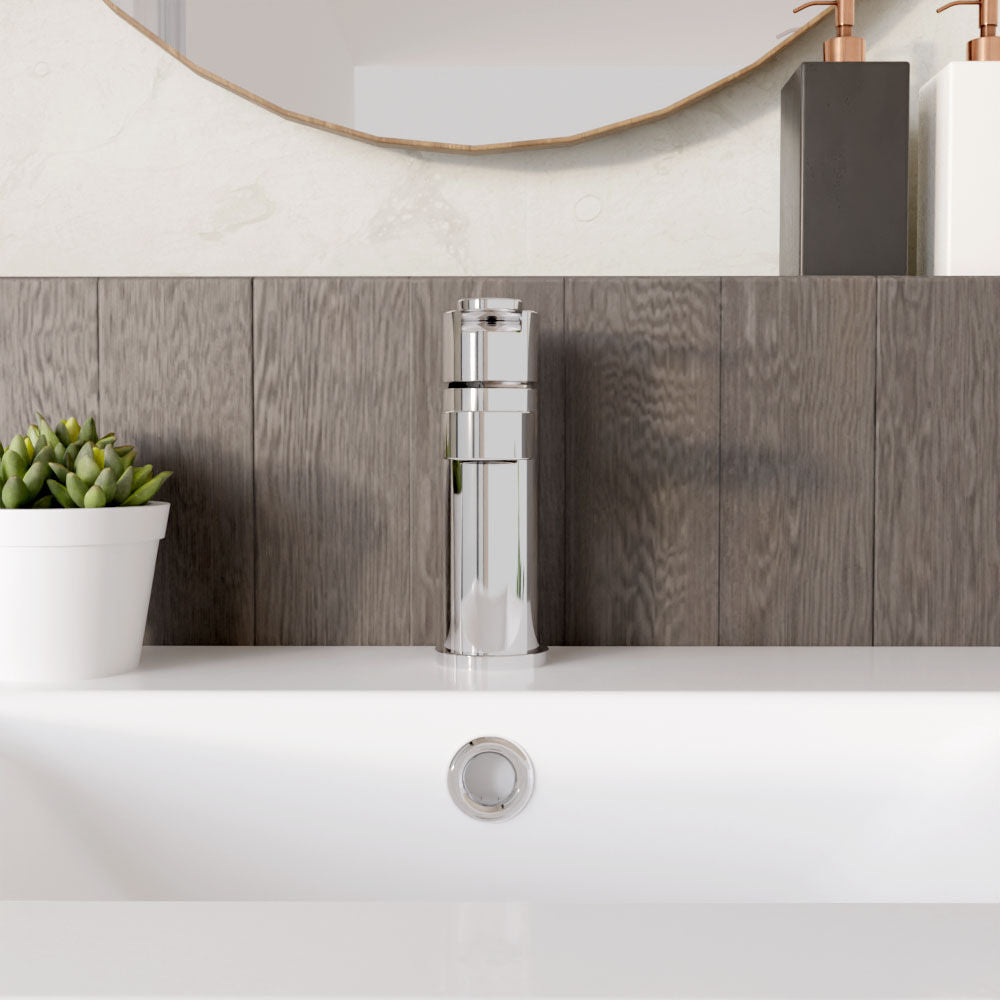 [BTPR315] Balterley Pride Round Mini Mono Basin Mixer Bathroom Sink Tap with Push Button Waste - Chrome - Lifestyle 1