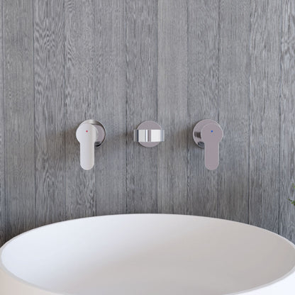 [BTPR317] Balterley Pride Contemporary Round Wall Mount 3 Tap Hole Basin Mixer Tap - Chrome - Lifestyle 1