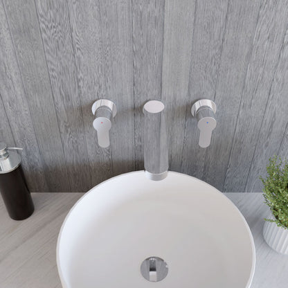 [BTPR317] Balterley Pride Contemporary Round Wall Mount 3 Tap Hole Basin Mixer Tap - Chrome - Lifestyle 2