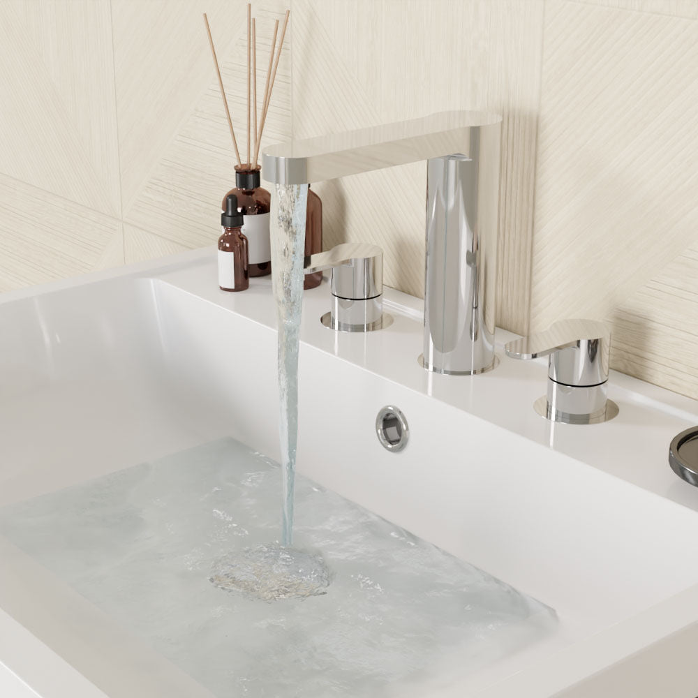 [BTPR337] Balterley Pride Round Deck 3 Tap Hole Basin Mixer Tap & Pop Up Waste - Chrome - Lifestyle 3