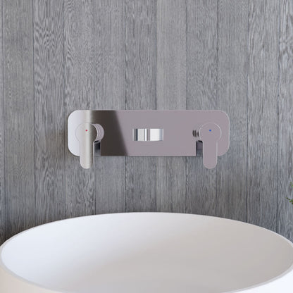 [BTPR350] Balterley Pride Contemporary Round Wall Mount 3 Tap Hole Basin Mixer Tap & Back Plate - Chrome - Lifestyle 1