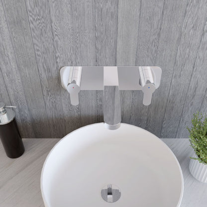 [BTPR350] Balterley Pride Contemporary Round Wall Mount 3 Tap Hole Basin Mixer Tap & Back Plate - Chrome - Lifestyle 2