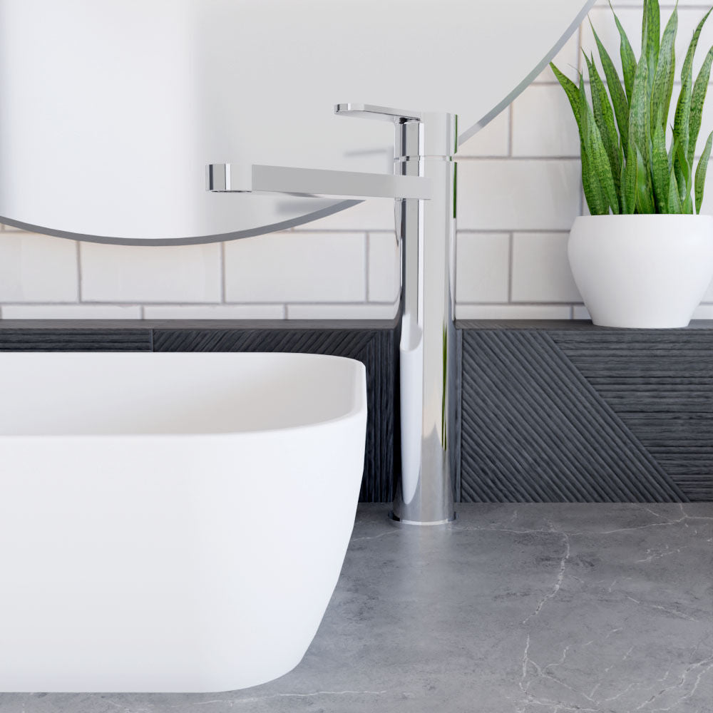 [BTPR370] Consall Round High-Rise Mono Basin Mixer Tap, 290 x 52 x 187mm - Choice of Finish - Lifestyle 1