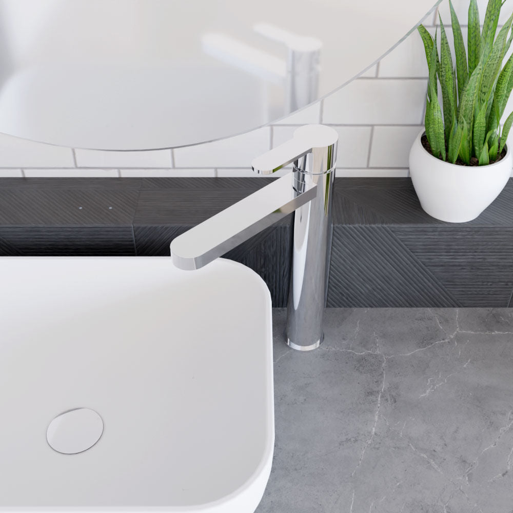 [BTPR370] Consall Round High-Rise Mono Basin Mixer Tap, 290 x 52 x 187mm - Choice of Finish - Lifestyle 2