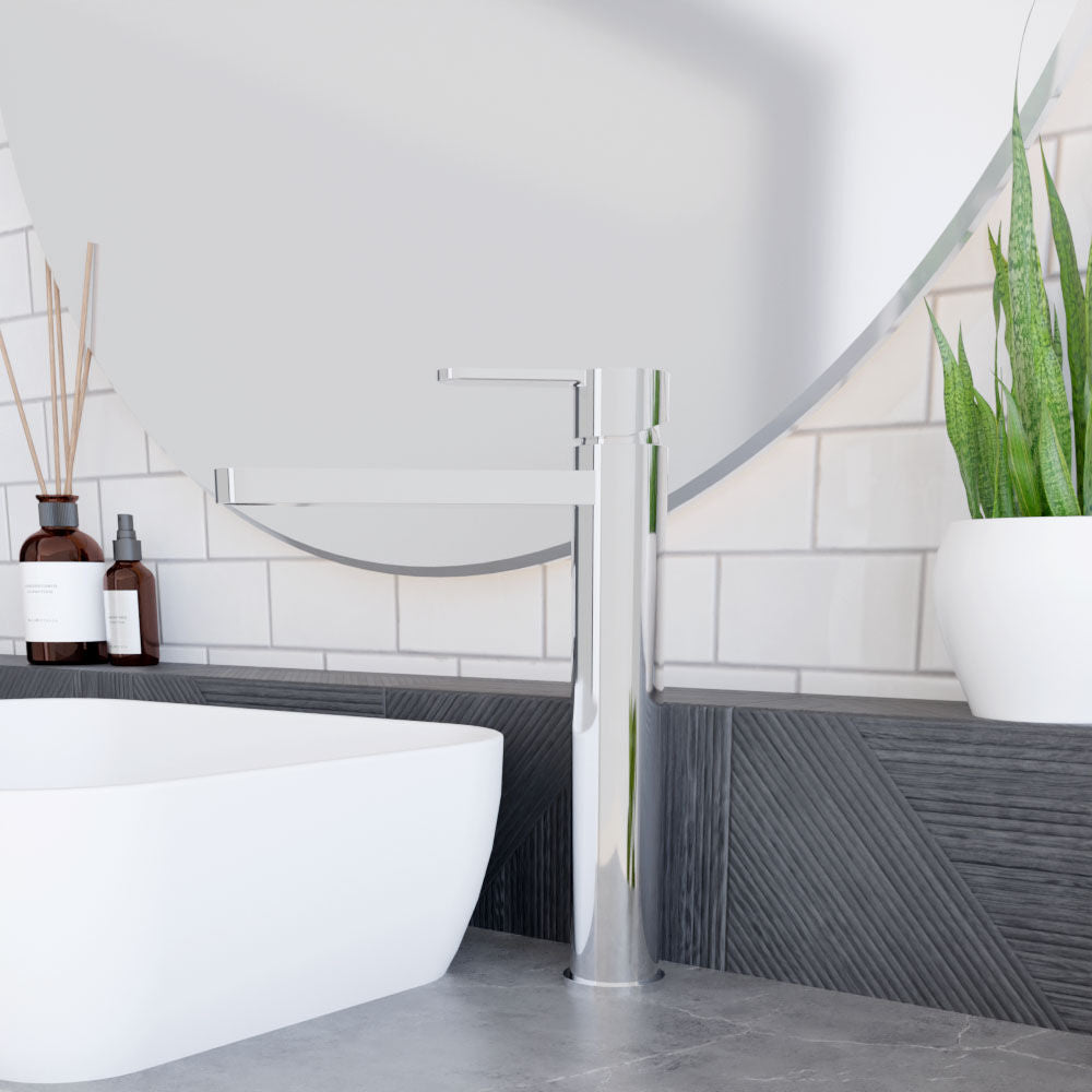 [BTPR370] Consall Round High-Rise Mono Basin Mixer Tap, 290 x 52 x 187mm - Choice of Finish - Lifestyle 3