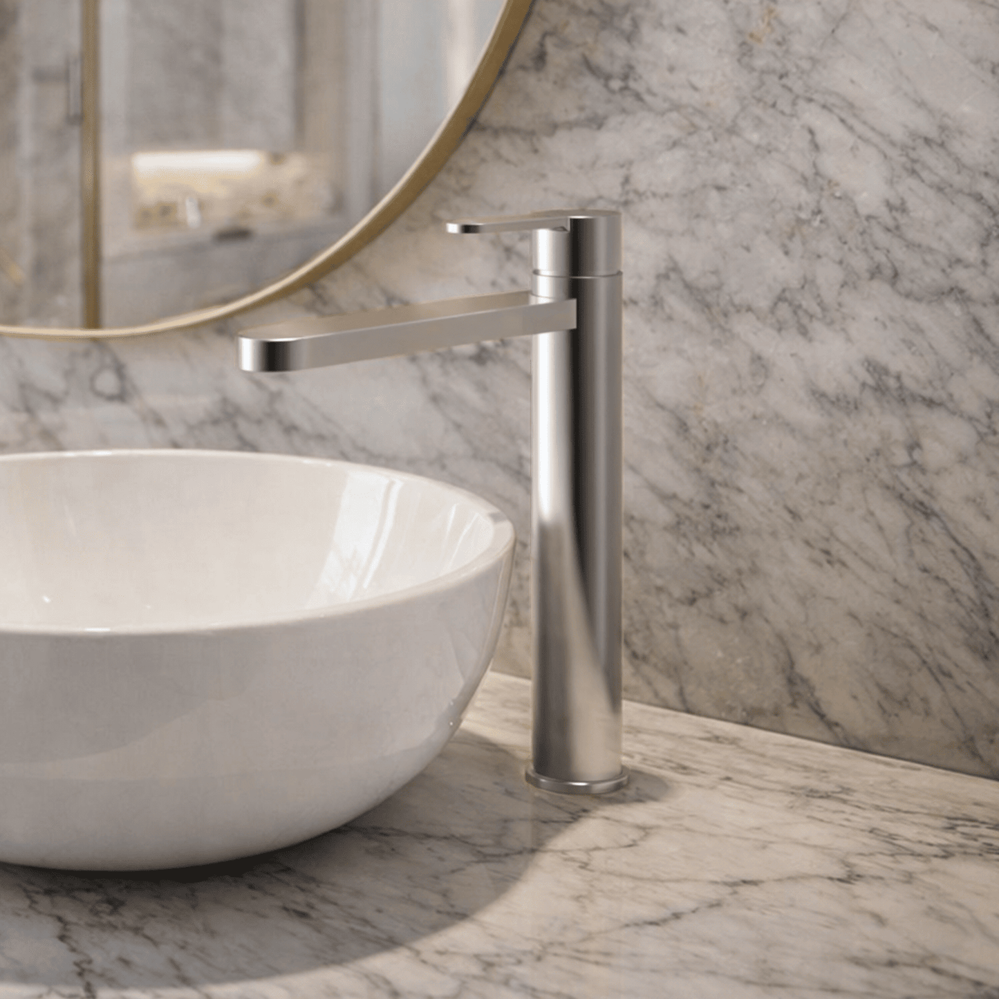 [BTPR370] Consall Round High-Rise Mono Basin Mixer Tap, 290 x 52 x 187mm - Choice of Finish - Silo