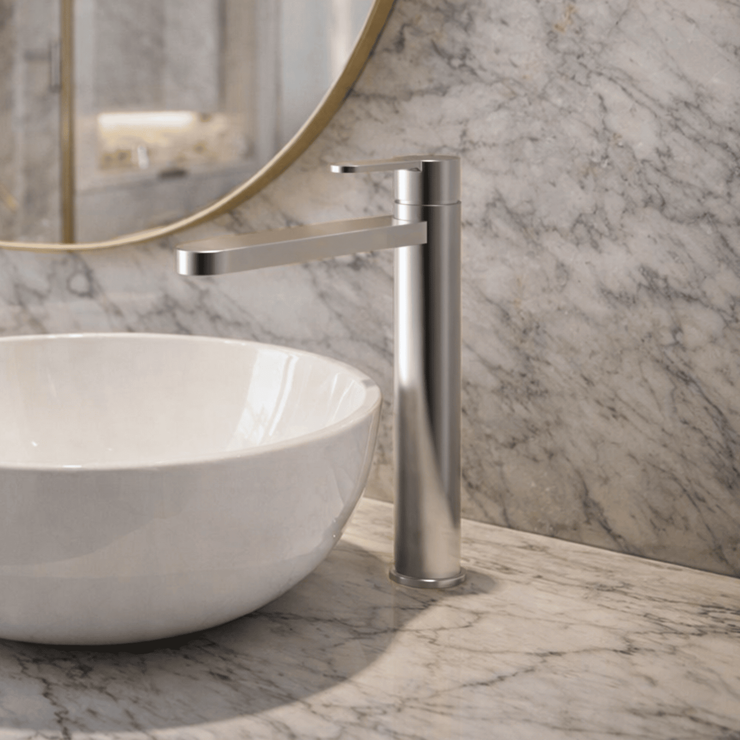 [BTPR370] Consall Round High-Rise Mono Basin Mixer Tap, 290 x 52 x 187mm - Choice of Finish - Silo