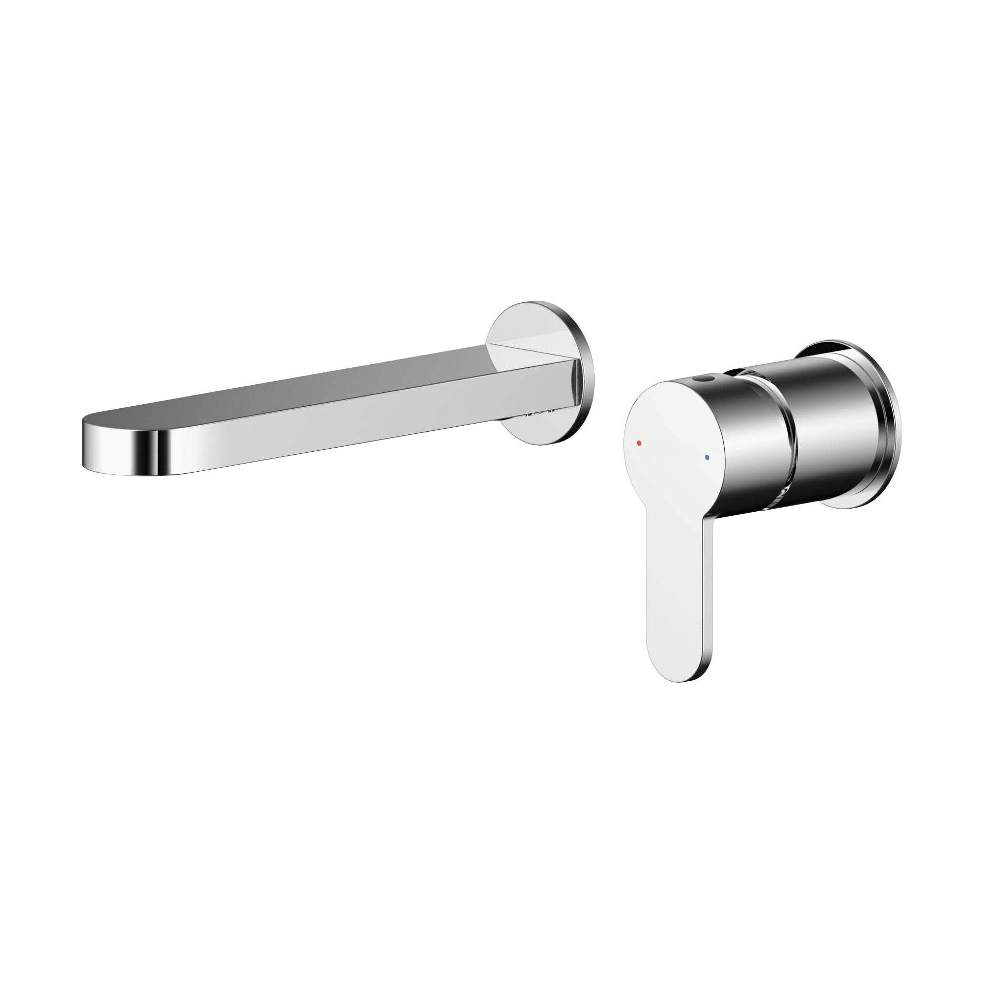 [BTPR381] Balterley Pride Round Wall Mount 2 Tap Hole Bathroom Basin Mixer Tap - Chrome - Cutout
