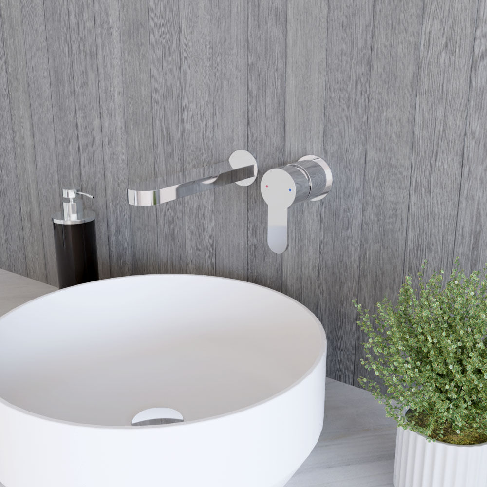 [BTPR381] Balterley Pride Round Wall Mount 2 Tap Hole Bathroom Basin Mixer Tap - Chrome - Lifestyle 3