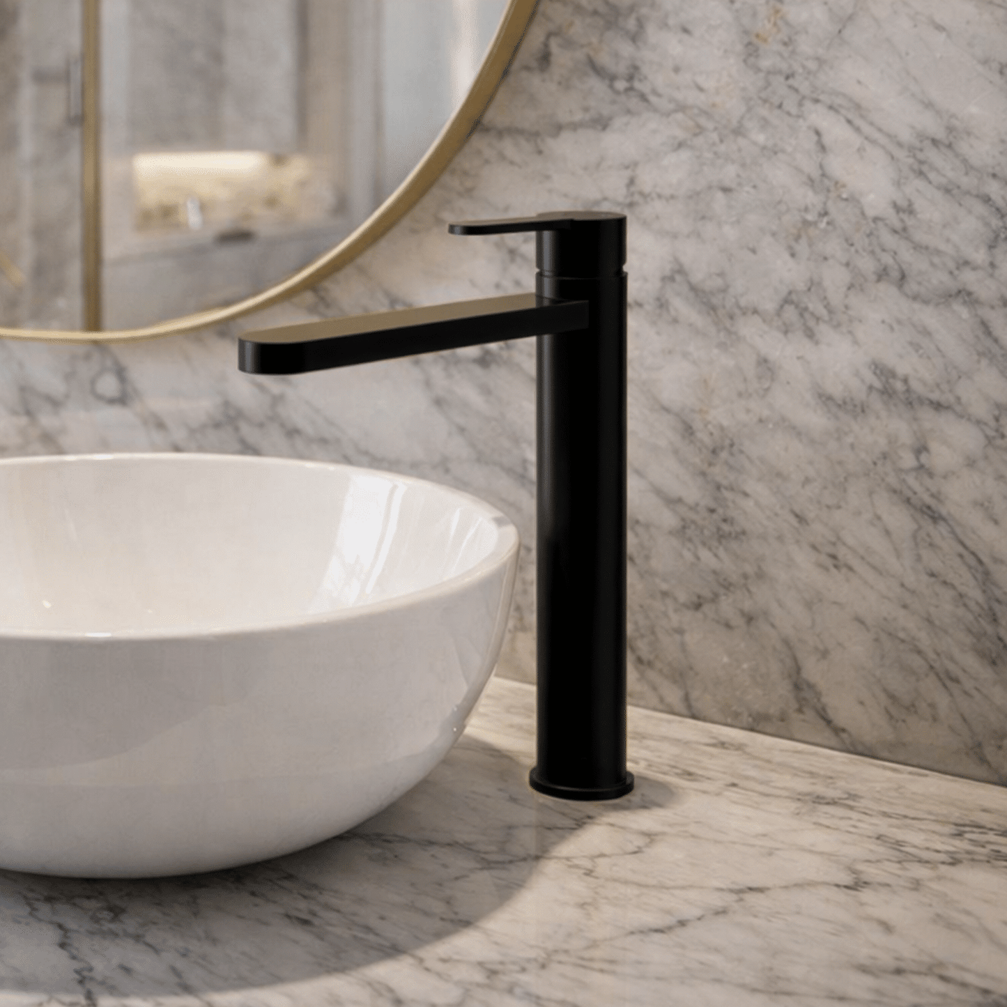 [BTPR470] Consall Round High-Rise Mono Basin Mixer Tap, 290 x 52 x 187mm - Choice of Finish - Silo