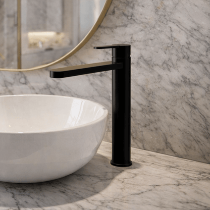 [BTPR470] Consall Round High-Rise Mono Basin Mixer Tap, 290 x 52 x 187mm - Choice of Finish - Silo