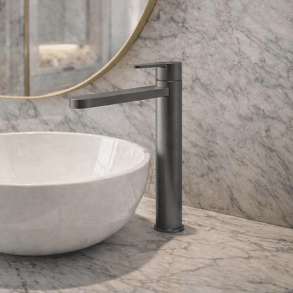 [BTPR770] Consall Round High-Rise Mono Basin Mixer Tap, 290 x 52 x 187mm - Choice of Finish - Silo