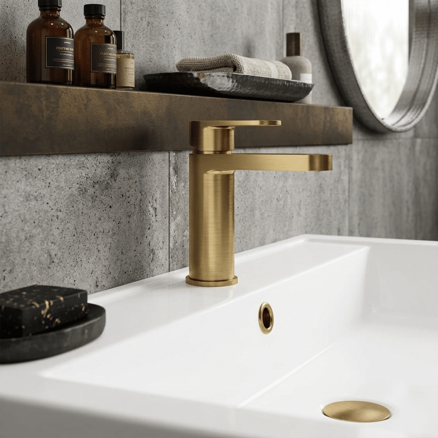 [BTPR805] Consall Round Mono Basin Mixer Tap with Push Button Waste - Choice of Finish - Silo
