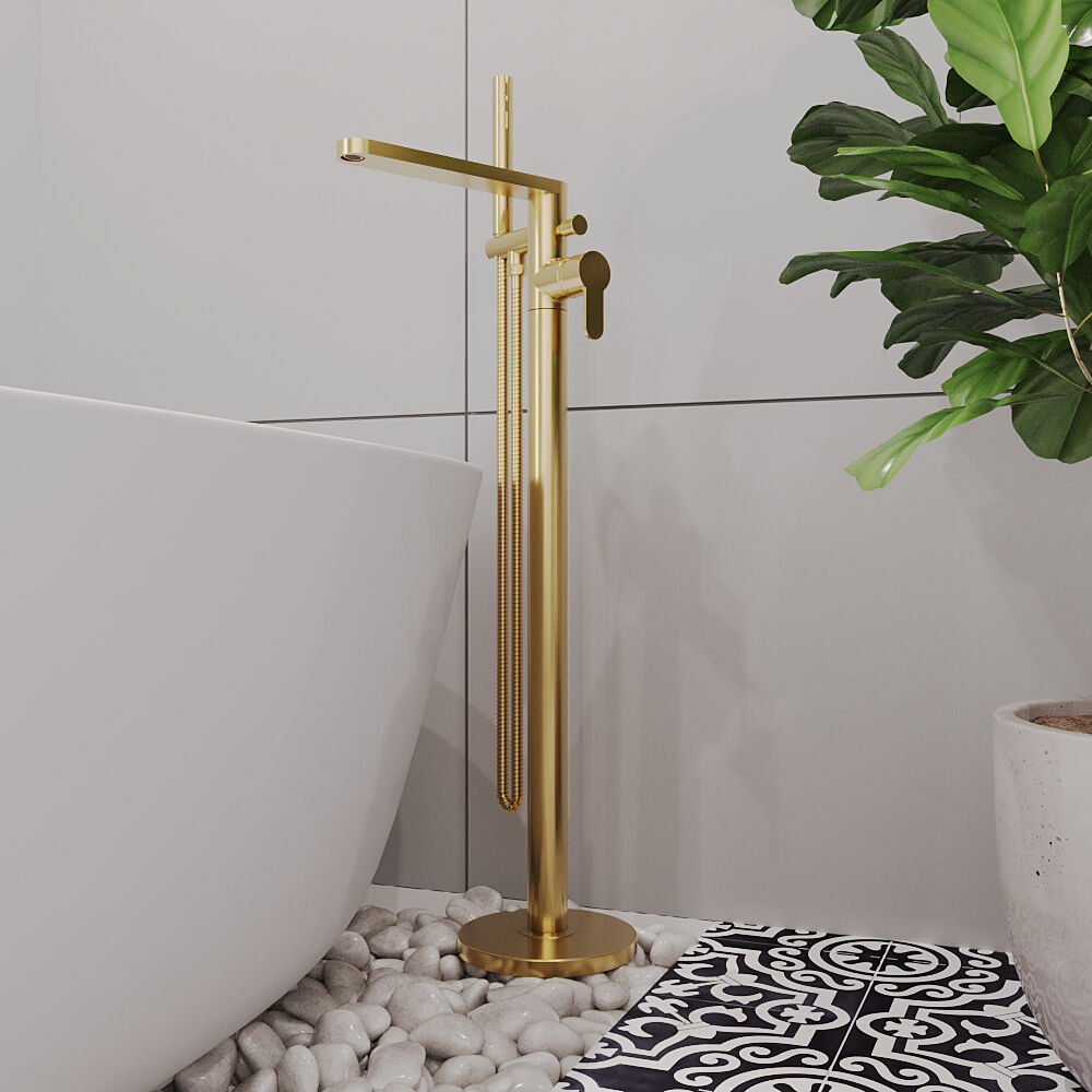[BTPR821] Consall Freestanding Round Bath Shower Mixer Tap with Kit - Choice of Colour - Lifestyle 1