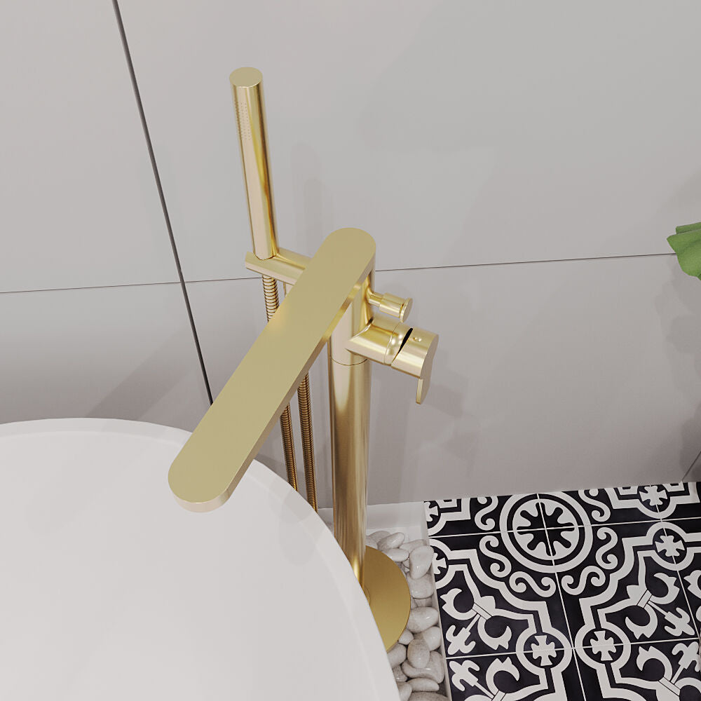 [BTPR821] Consall Freestanding Round Bath Shower Mixer Tap with Kit - Choice of Colour - Lifestyle 2