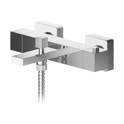 [BTRP005] Square Wall Mount Thermostatic Bath Shower Mixer Bar Valve Tap - Chrome - Cutout