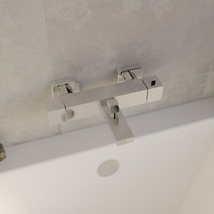 [BTRP005] Square Wall Mount Thermostatic Bath Shower Mixer Bar Valve Tap - Chrome - Lifestyle 2