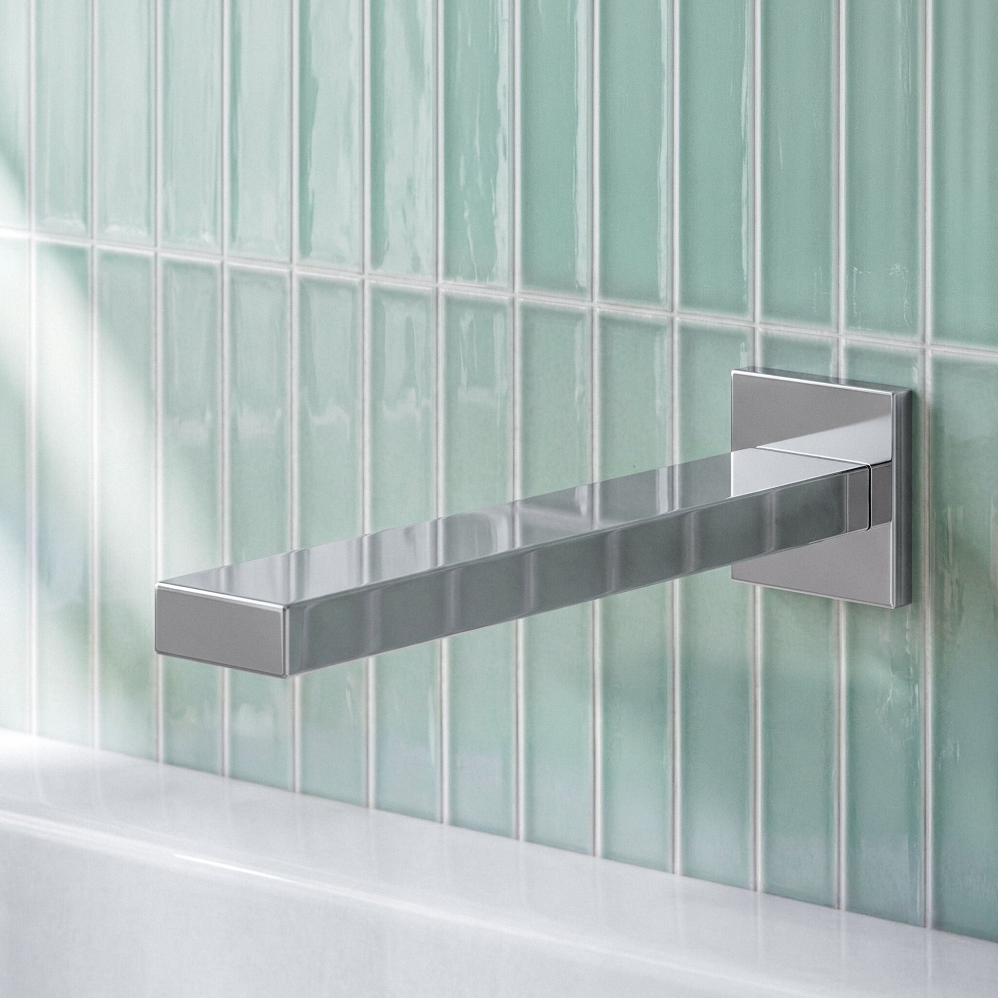 [BTRP300] Contemporary Bathroom Square Wall Mount Bath Spout, 50mm, Chrome - Silo
